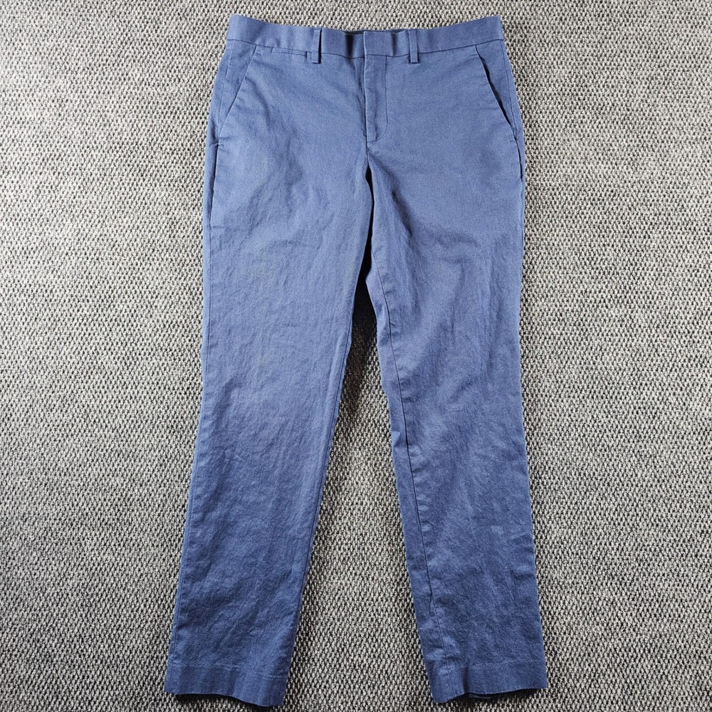 Express Mens Slim Stretch Chino‎ Pants Blue Textured 31x32 Cotton Blend Trousers